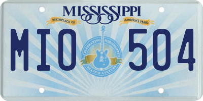 MS license plate MIO504