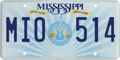MS license plate MIO514