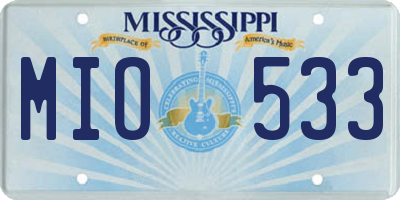 MS license plate MIO533
