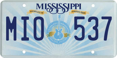 MS license plate MIO537