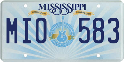 MS license plate MIO583