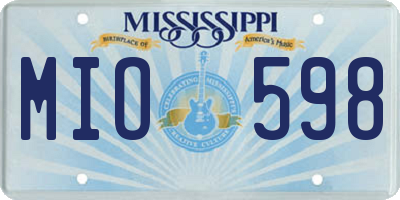MS license plate MIO598