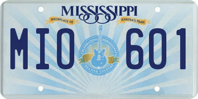 MS license plate MIO601
