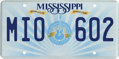 MS license plate MIO602