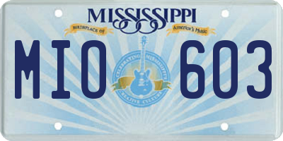MS license plate MIO603
