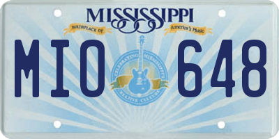 MS license plate MIO648