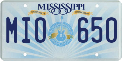 MS license plate MIO650