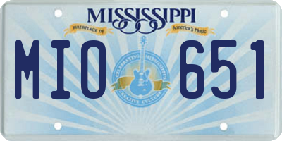 MS license plate MIO651