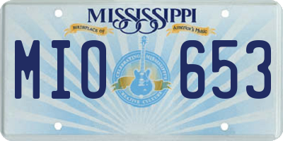 MS license plate MIO653