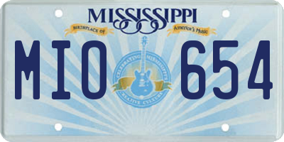 MS license plate MIO654