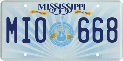 MS license plate MIO668