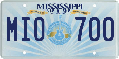 MS license plate MIO700