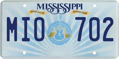 MS license plate MIO702