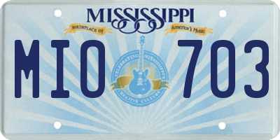 MS license plate MIO703