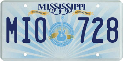 MS license plate MIO728