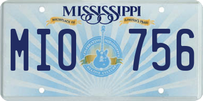 MS license plate MIO756