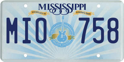 MS license plate MIO758