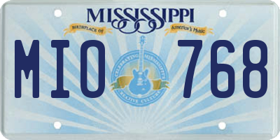 MS license plate MIO768