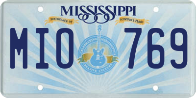 MS license plate MIO769