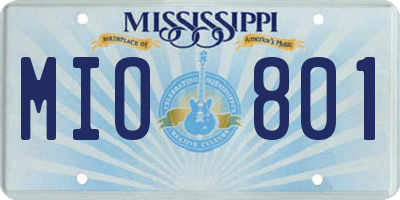 MS license plate MIO801
