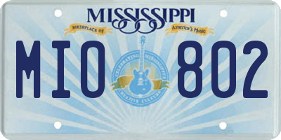 MS license plate MIO802