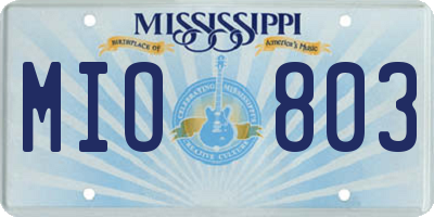 MS license plate MIO803