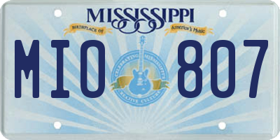 MS license plate MIO807