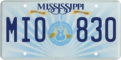 MS license plate MIO830