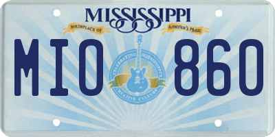 MS license plate MIO860