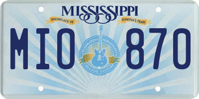 MS license plate MIO870