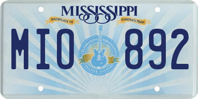 MS license plate MIO892