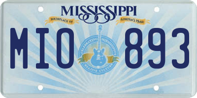 MS license plate MIO893