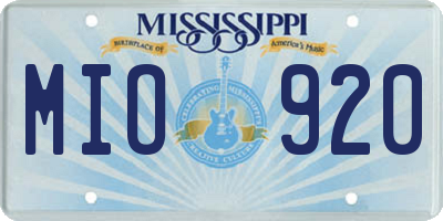 MS license plate MIO920