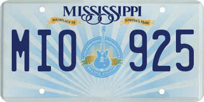 MS license plate MIO925