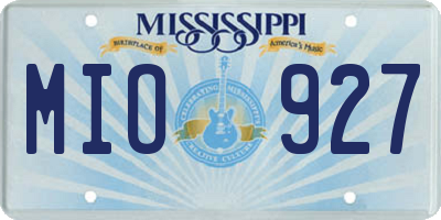 MS license plate MIO927