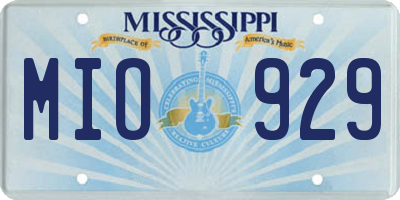 MS license plate MIO929