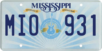 MS license plate MIO931