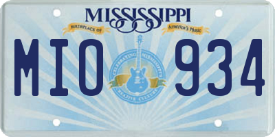 MS license plate MIO934