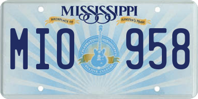 MS license plate MIO958