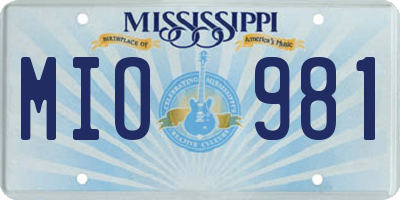 MS license plate MIO981