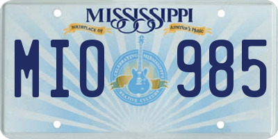 MS license plate MIO985