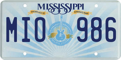 MS license plate MIO986