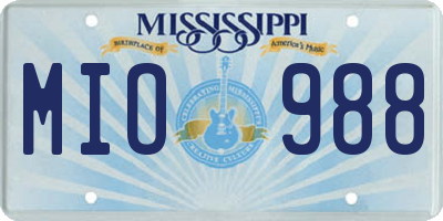 MS license plate MIO988