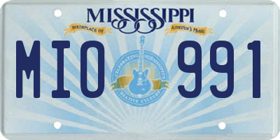 MS license plate MIO991
