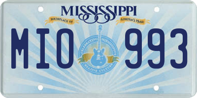 MS license plate MIO993