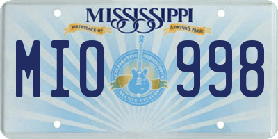 MS license plate MIO998