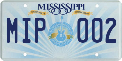 MS license plate MIP002