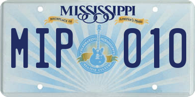 MS license plate MIP010