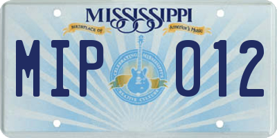 MS license plate MIP012