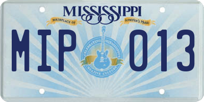 MS license plate MIP013